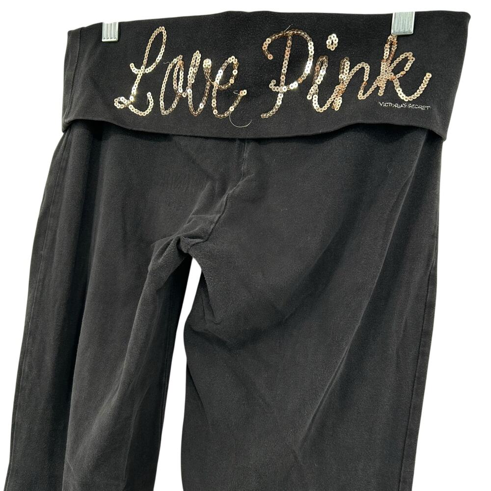 Vintage y2k Women's Sequin Low Rise Victoria's Secret PINK Fold Over Leggings~ S